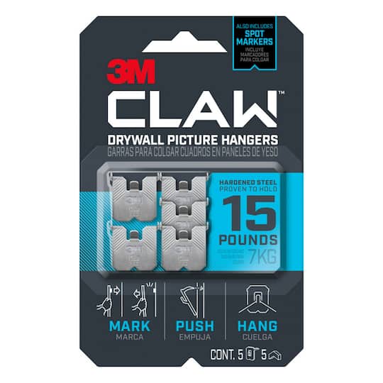 12 Packs: 5 ct. (60 total) 3M CLAW&#x2122; 15lb. Drywall Picture Hangers